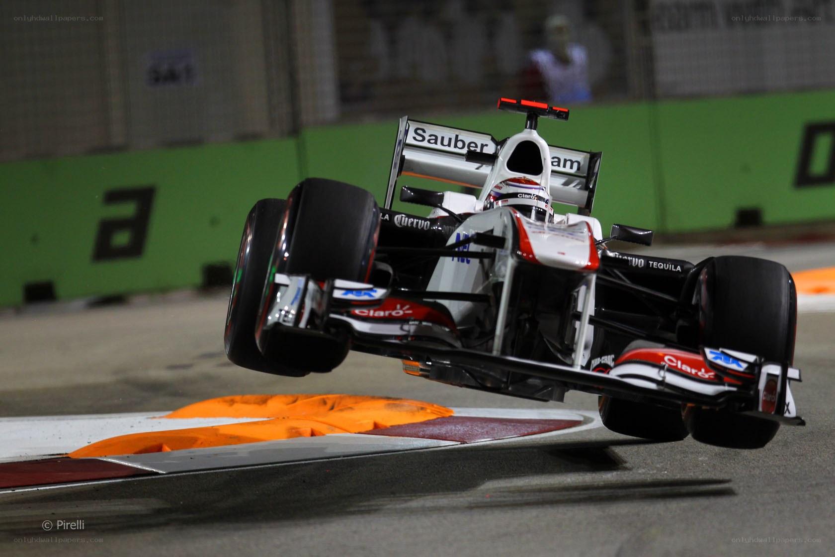 Formula One car in mid-air crash