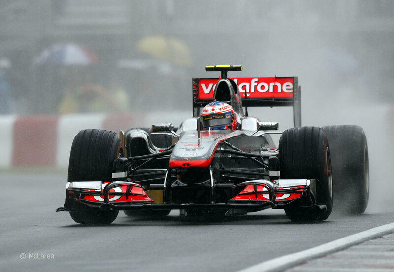 Formula One car in rain