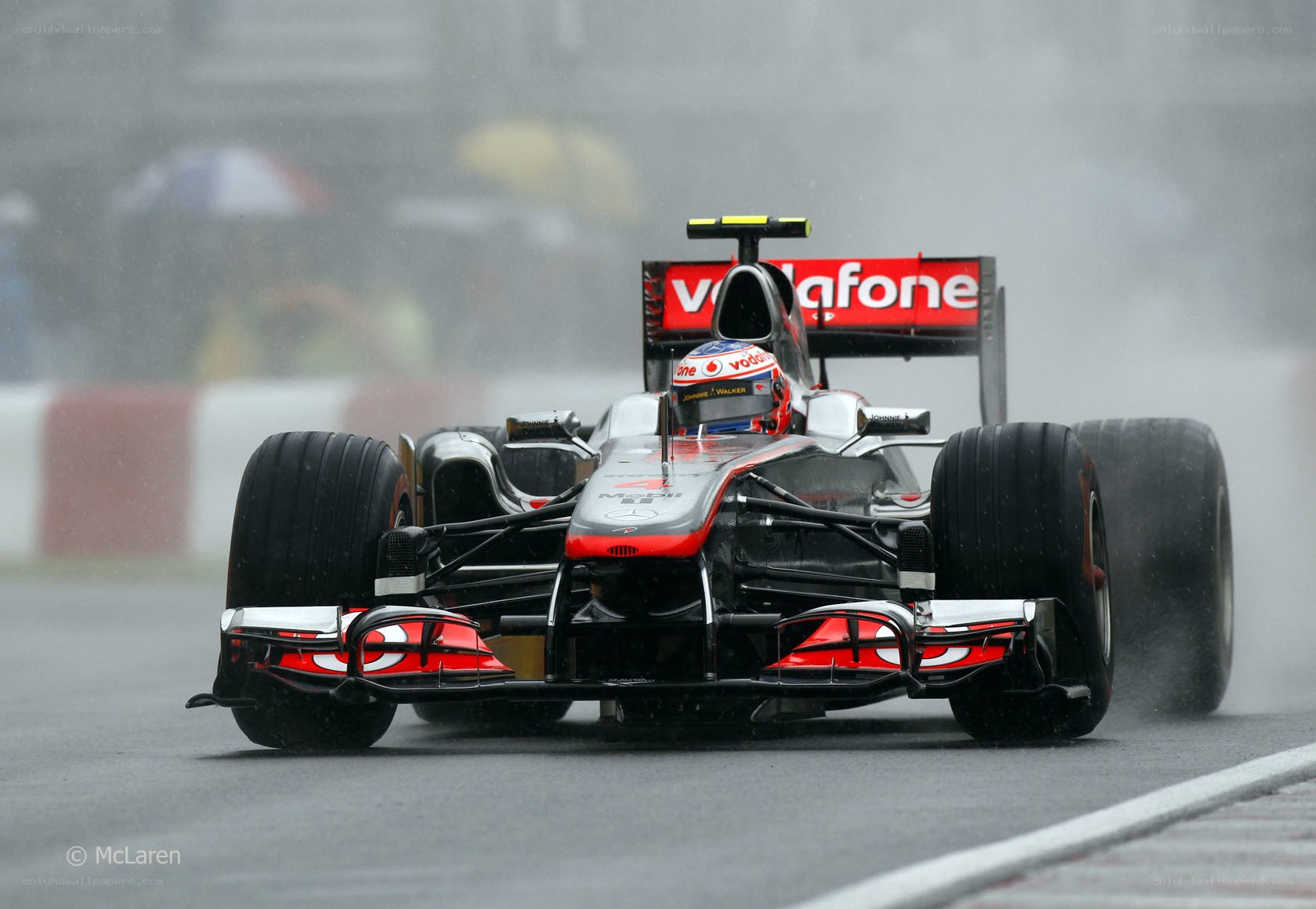 Formula One car in rain