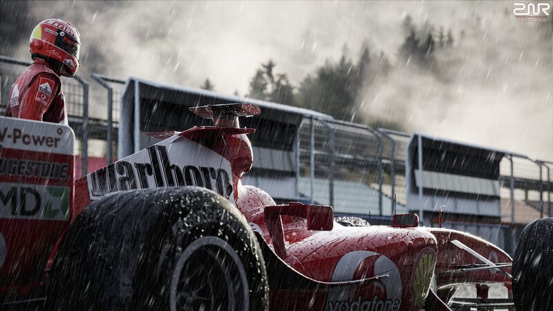 Formula One Car in Rain — Red