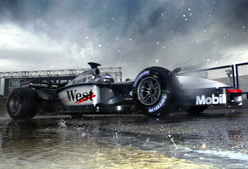 Formula One car in rain