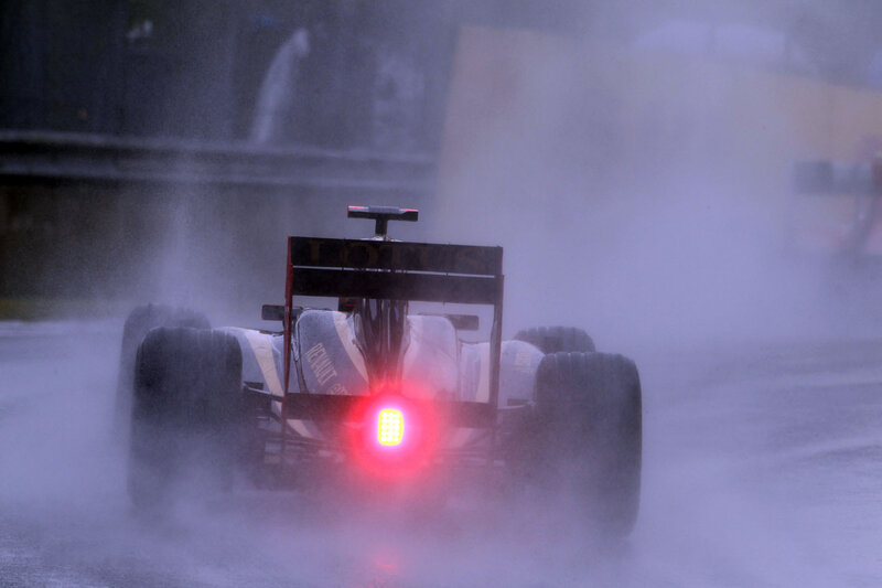 Formula One Car in Rain — White