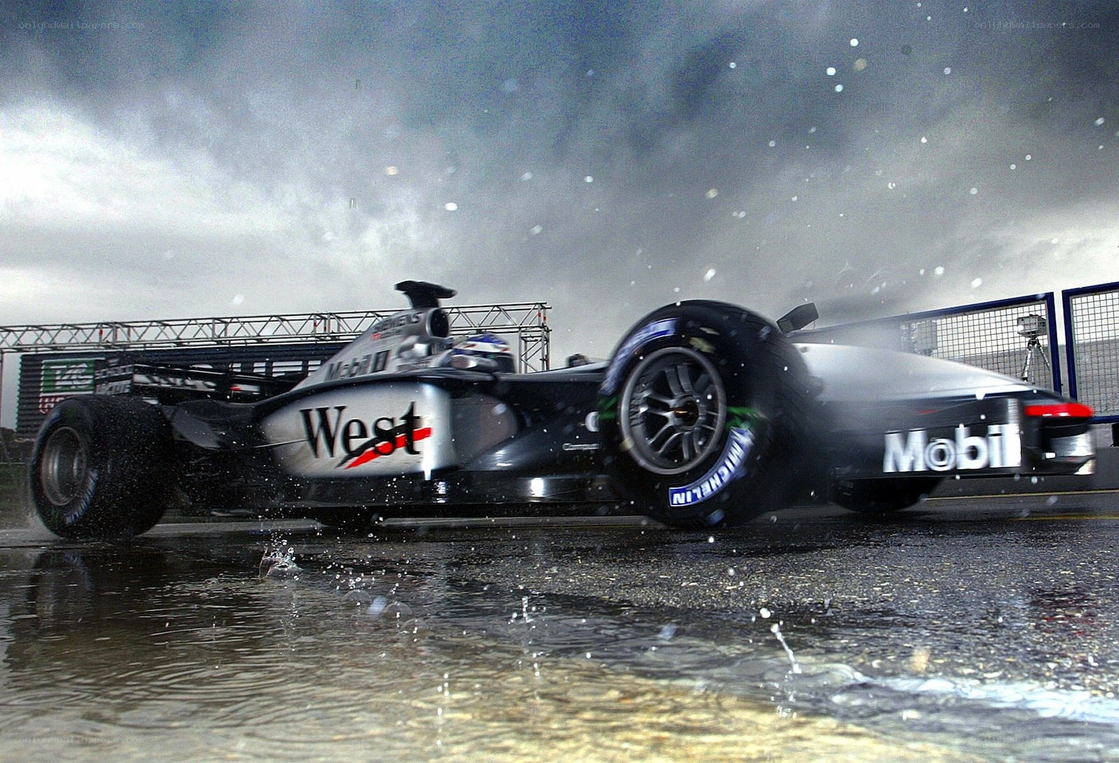 Formula One car in rain