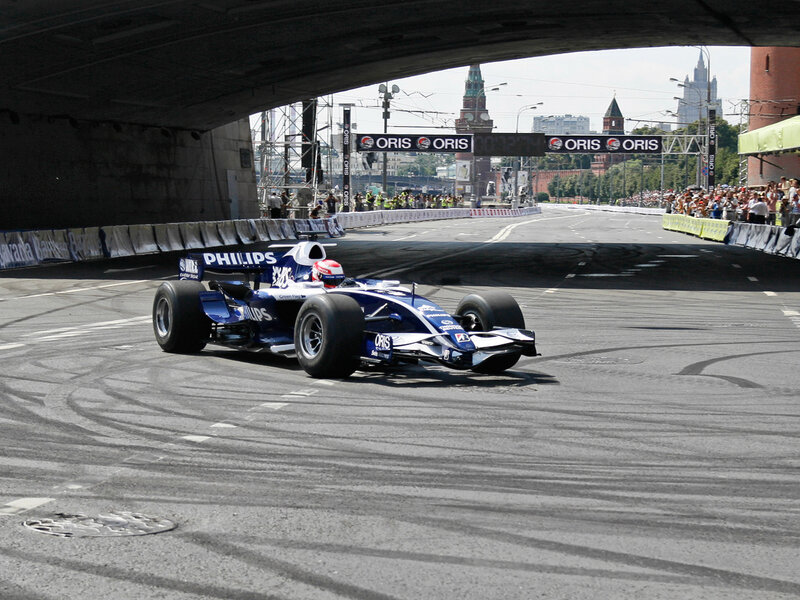Formula One car on city street circuit