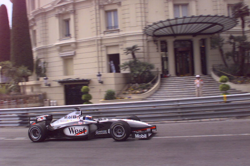 Formula One car on city street