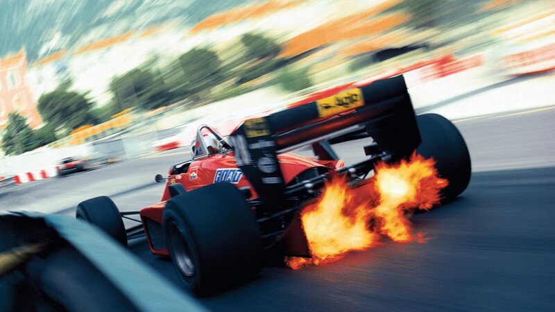 Formula One car on fire