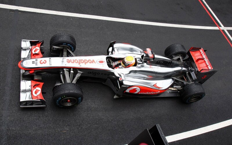 Formula One Car on Track — Black, Calm, Photograph