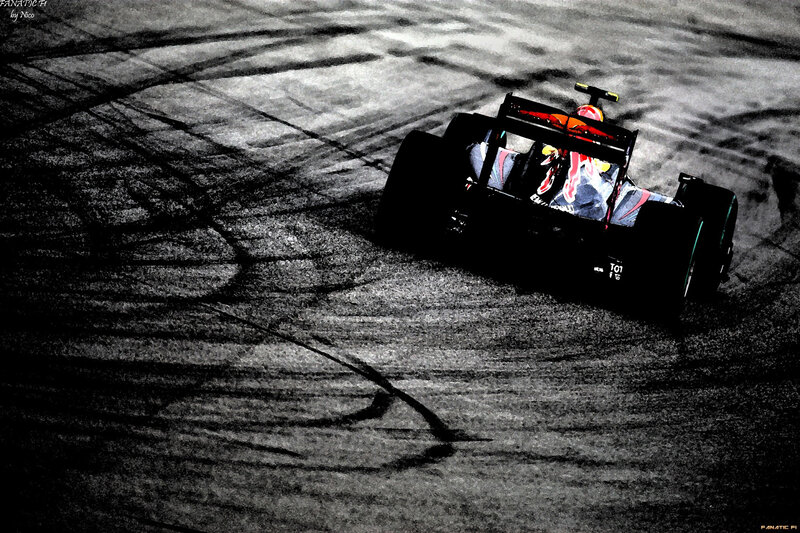 Formula One Car on Track — Black, Dramatic, Digital Art