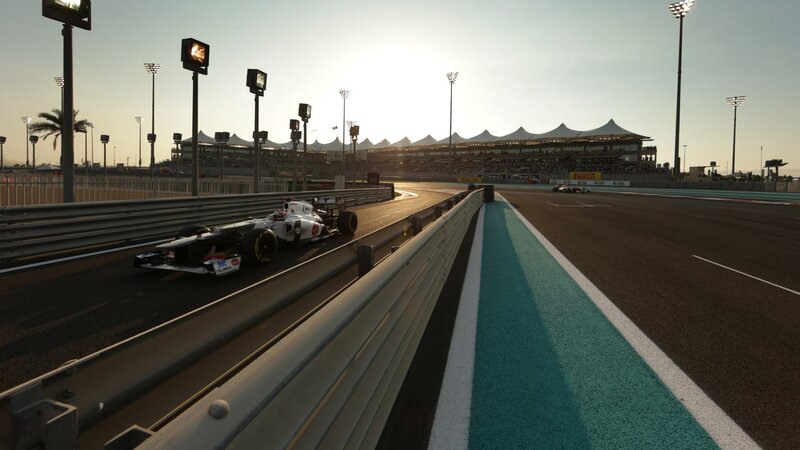 Formula One Car on Track — Black, Dramatic, Sunset, Photograph, Race Car