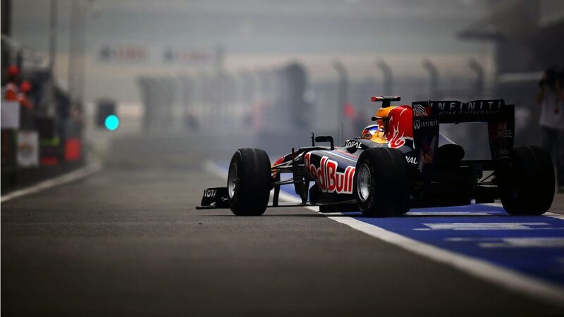 Formula One Car on Track — Black, Dramatic