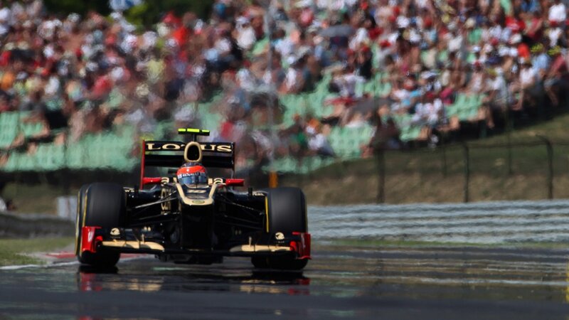 Formula One Car on Track — Black, Dynamic, Afternoon, Photograph, Driver, Crowd, Race Track