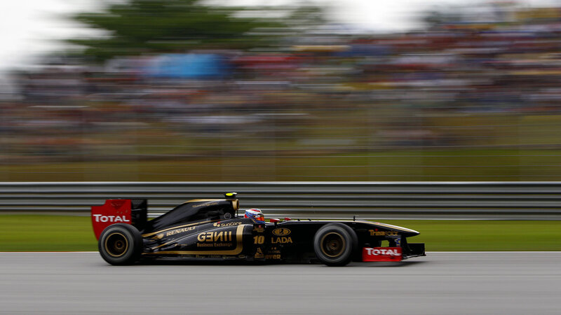 Formula One Car on Track — Black, Dynamic, Afternoon, Photograph, Driver, Race Car, Crowd