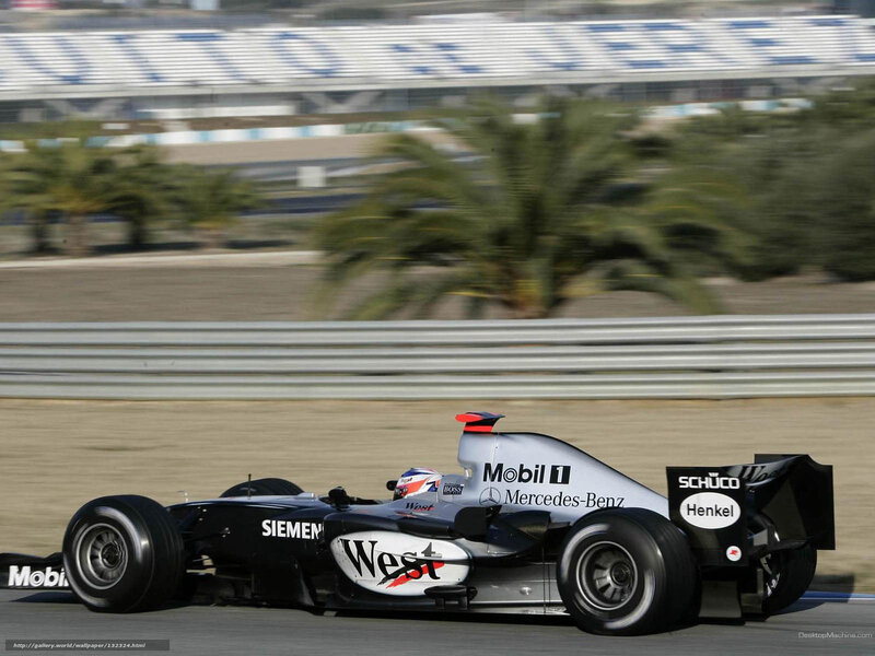 Formula One Car on Track — Black, Dynamic, Afternoon, Photograph, Palm Trees, Grandstand