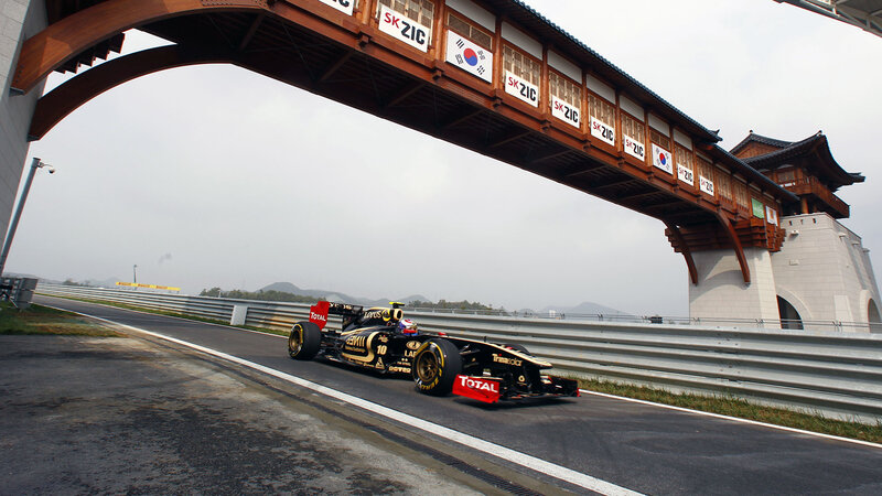 Formula One Car on Track — Black, Dynamic, Morning