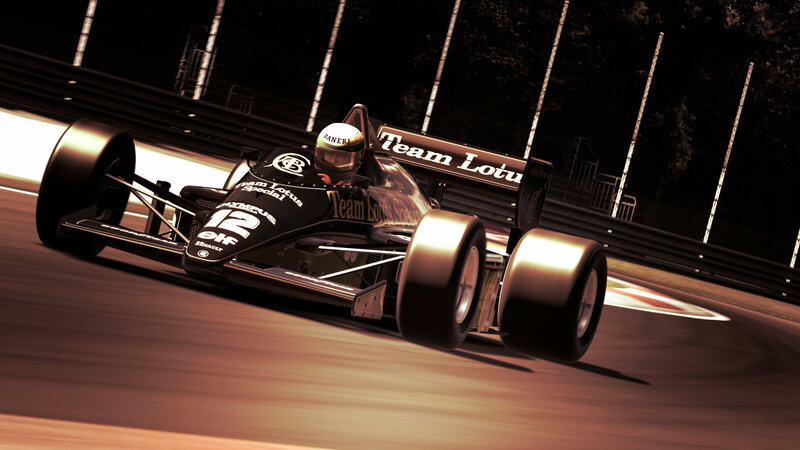 Formula One Car on Track — Black, Dynamic, Night, 3d Render
