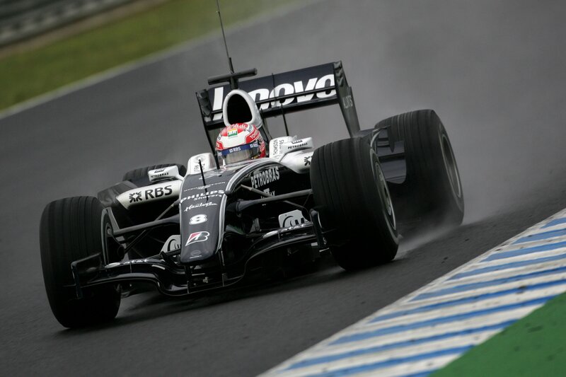 Formula One Car on Track — Black, Dynamic, Photograph, Driver, Race Car, Tire Smoke