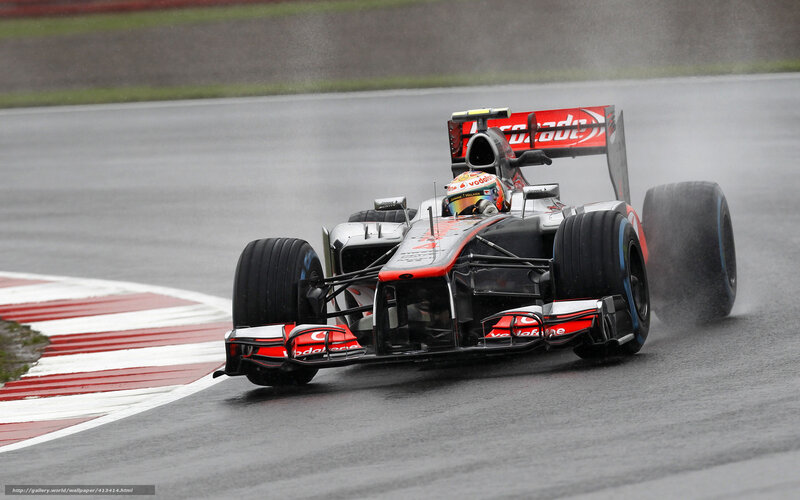 Formula One Car on Track — Black, Dynamic, Photograph, Driver, Race Car, Wet Track