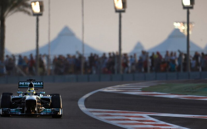 Formula One Car on Track — Black, Dynamic, Sunset, Photograph