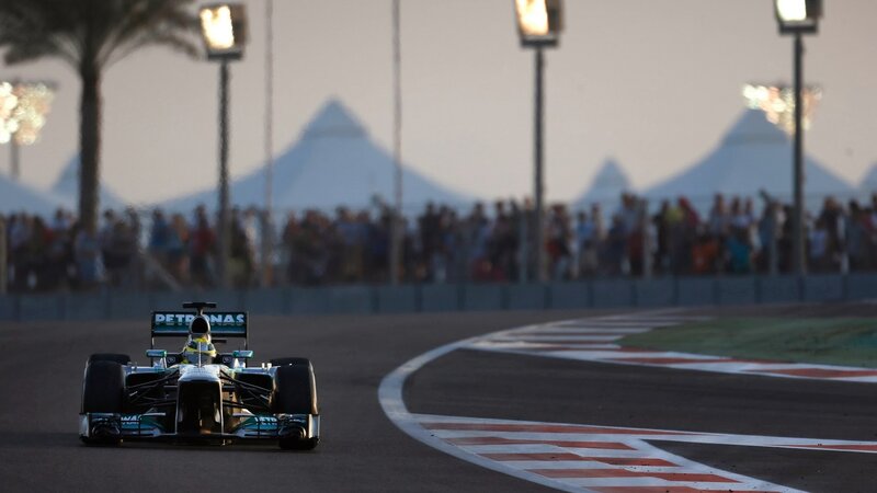 Formula One Car on Track — Black, Dynamic, Sunset