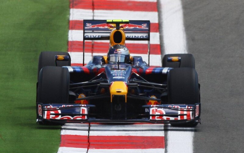 Formula One Car on Track — Blue, Dynamic, Afternoon