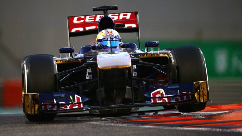 Formula One Car on Track — Blue, Dynamic, Night, Photograph, Driver
