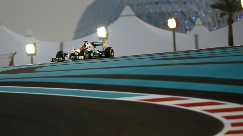 Formula One Car on Track — Blue, Dynamic, Night