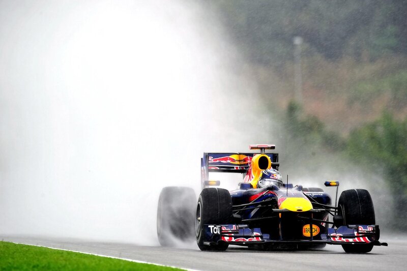 Formula One Car on Track — Blue, Dynamic