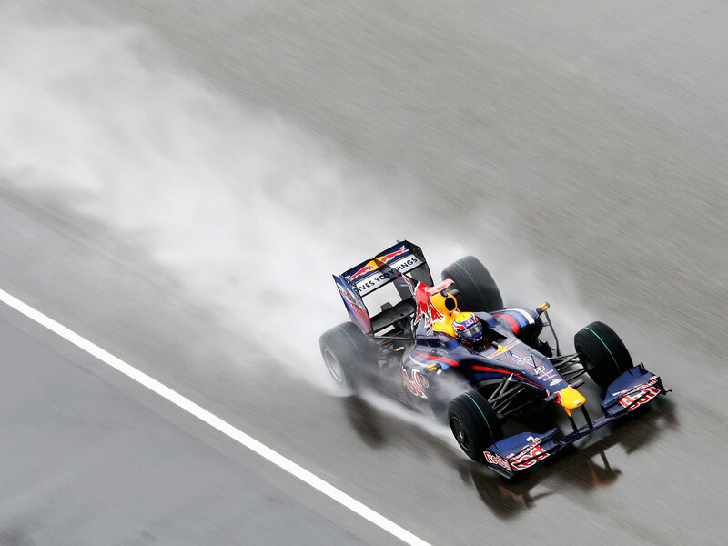 Formula One Car on Track — Blue