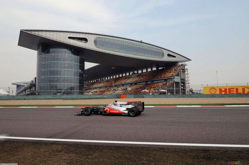 Formula One Car on Track — Gray, Calm, Afternoon