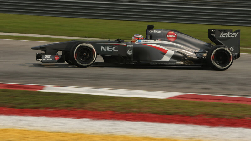 Formula One Car on Track — Gray, Dynamic, Afternoon, Photograph, Driver, Race Track, Grass