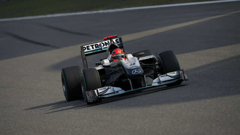 Formula One Car on Track — Gray, Dynamic, Afternoon, Photograph