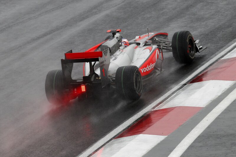 Formula One Car on Track — Gray, Dynamic, Photograph, Race Car