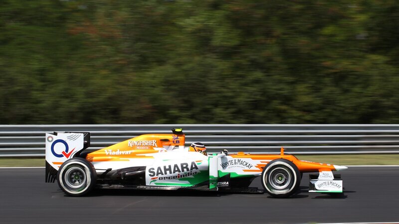 Formula One Car on Track — Orange, Dynamic, Afternoon, Photograph, Driver, Race Car, Trees