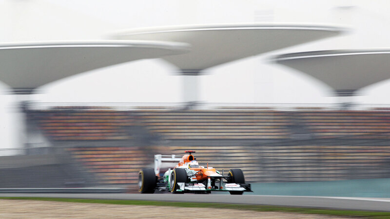 Formula One Car on Track — Orange, Dynamic, Photograph, Race Car