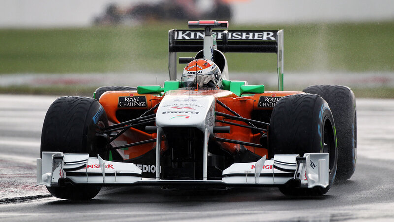 Formula One Car on Track — Orange, Dynamic