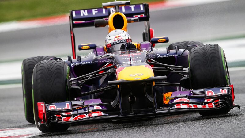 Formula One Car on Track — Purple, Dynamic, Photograph