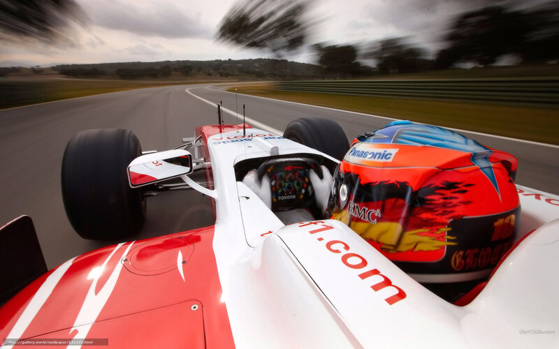 Formula One Car on Track — Red, Dynamic, Afternoon, Photograph, Driver, Helmet, Race Track