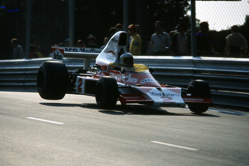 Formula One Car on Track — Red, Dynamic, Afternoon, Photograph, Driver, Race Car, Spectators