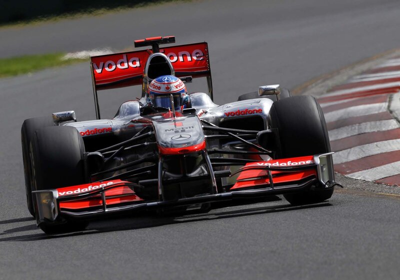 Formula One Car on Track — Red, Dynamic, Afternoon