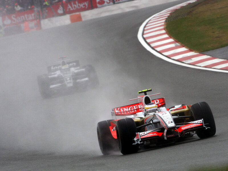 Formula One Car on Track — Red, Dynamic