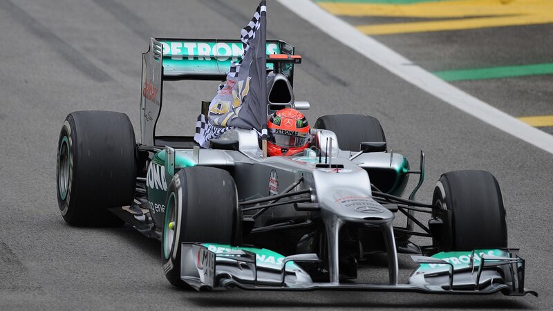 Formula One Car on Track — Silver, Competitive