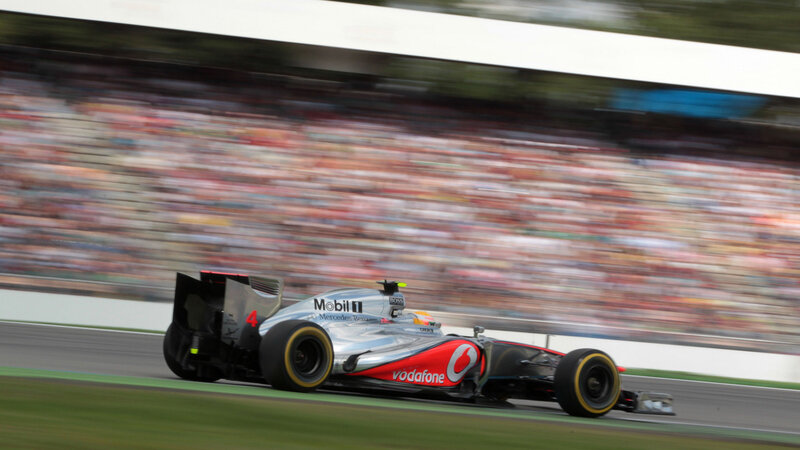 Formula One Car on Track — Silver, Dynamic, Afternoon, Photograph, Crowd, Racetrack