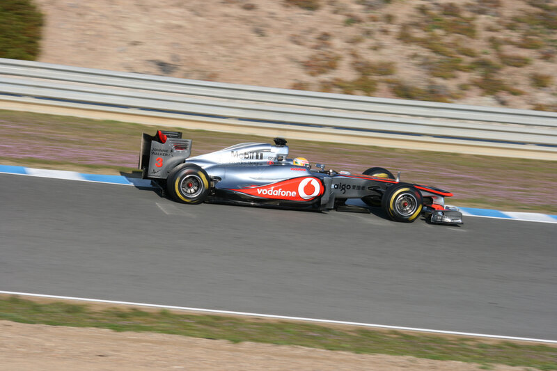 Formula One Car on Track — Silver, Dynamic, Afternoon, Photograph, Driver