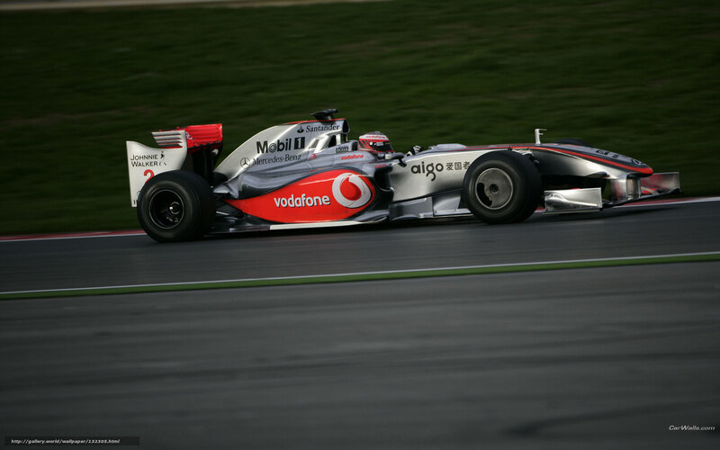 Formula One Car on Track — Silver, Dynamic, Night, Photograph, Driver