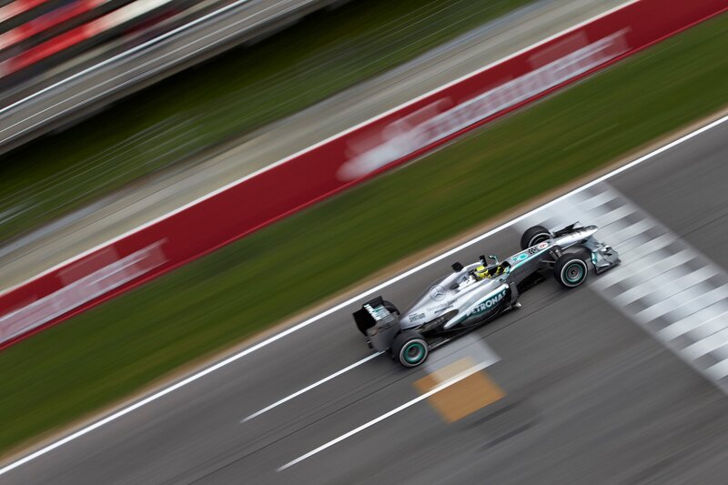Formula One Car on Track — Silver, Dynamic, Photograph, Race Car