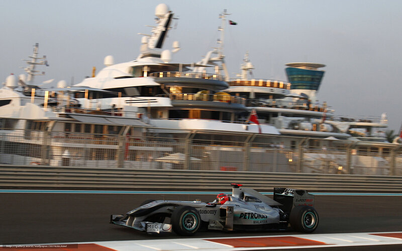 Formula One Car on Track — Silver, Dynamic, Sunset, Photograph