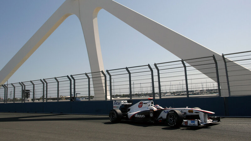 Formula One Car on Track — White, Calm