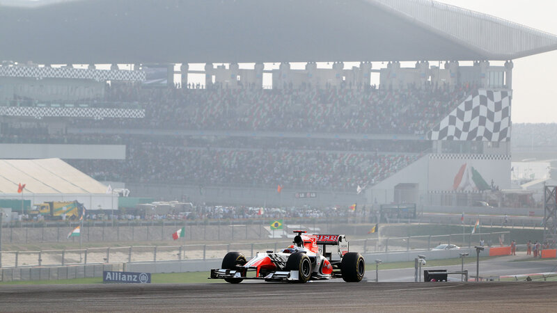 Formula One Car on Track — White, Competitive