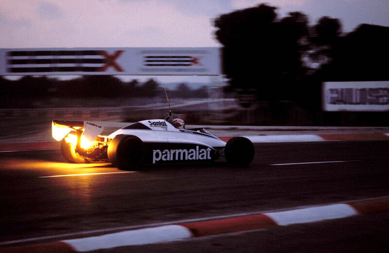 Formula One Car on Track — White, Dramatic