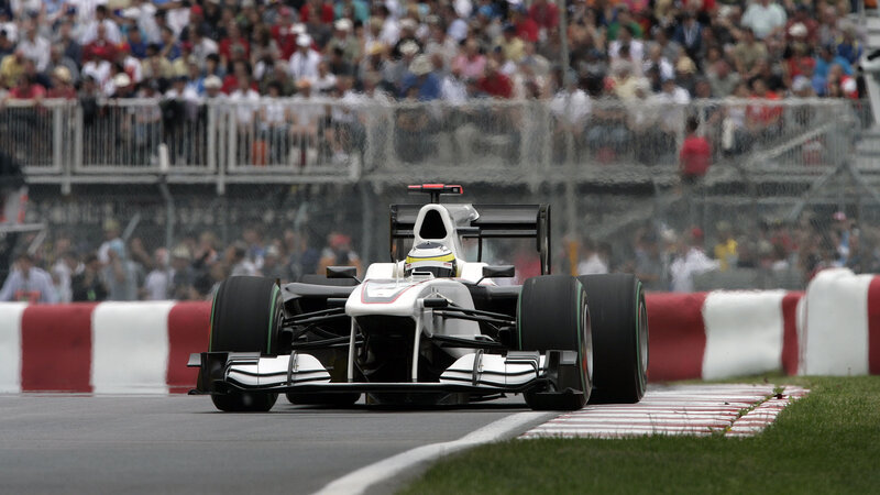 Formula One Car on Track — White, Dynamic, Afternoon, Photograph, Crowd
